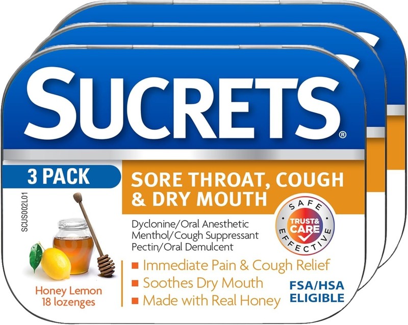 Sore Throat & Cough Lozenges, Honey Lemon, 18 Count 3 Pack gallery
