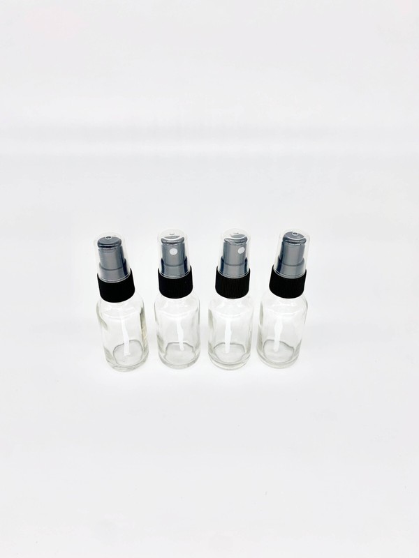 Clear Glass Spray Bottles - 4 Pack 15ml (1/2 oz) Clear Black Fine Mist Sprayer gallery