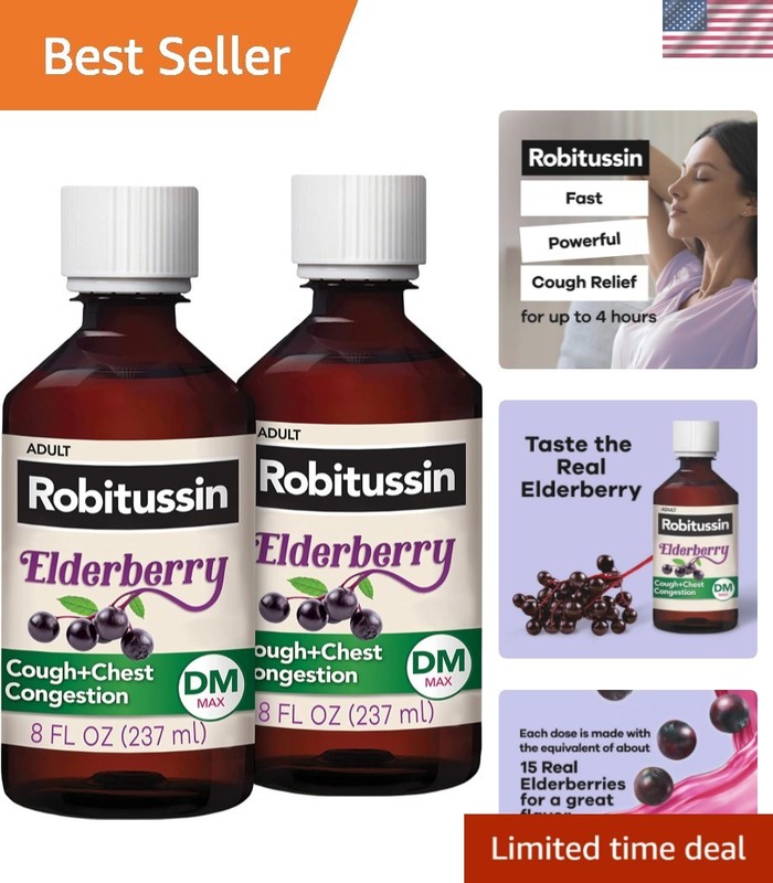 Maximum Strength Elderberry Cough Plus Chest Congestion DM, Cough Suppressant…