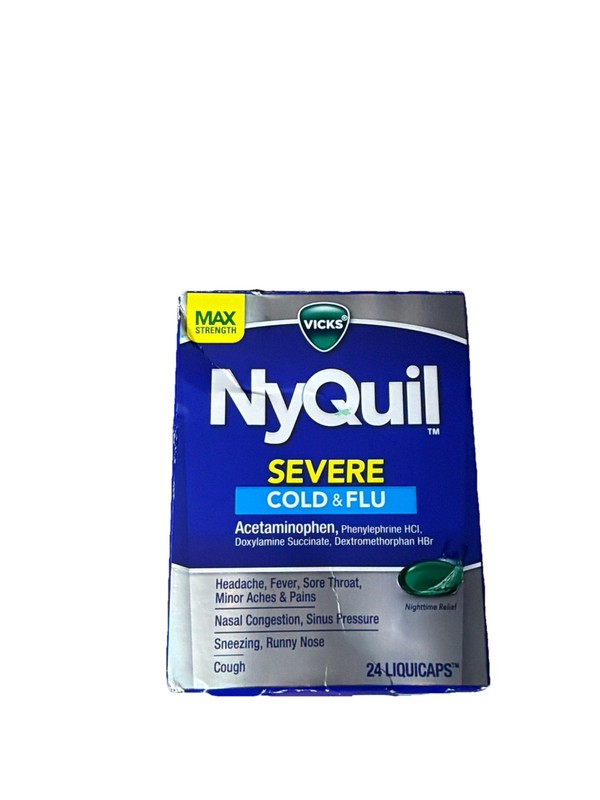 Nyquil Severe Cold And Flu Liquicaps 24 Count By Vicks Exp: 09/2027