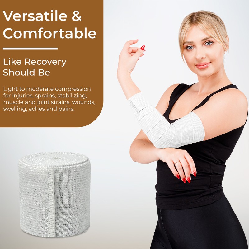 Nexskin Cotton Elastic Bandages Compression Body Wrap, Hook & Loop, Beige/White gallery