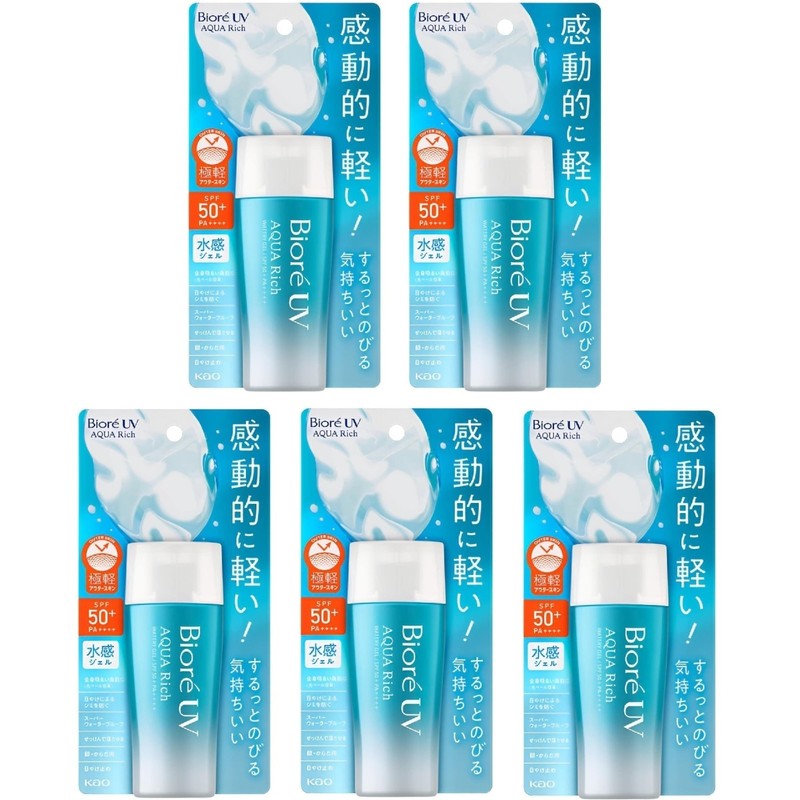 Biore Sunscreen UV Aqua Rich Water Gel SPF50+ PA++++ 2.36floz(70ml) Pack Of 5