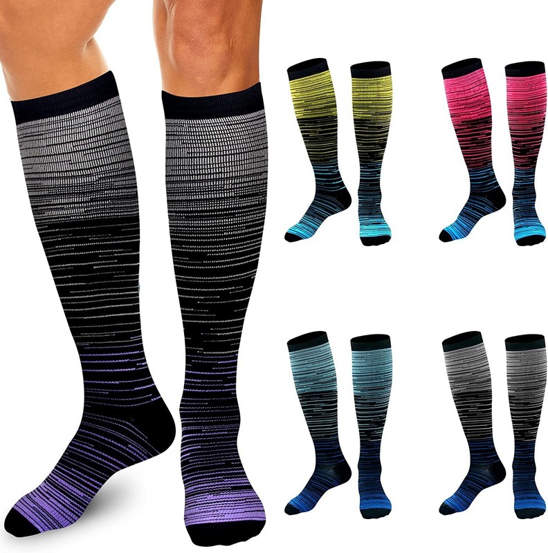 5Pairs Compression Socks S/M-L/XL Stocking Knee High Graduated Support Women Men