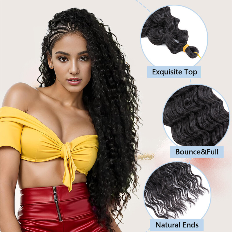 8"-28" Ocean Water Wave Hair Extensions Crochet Deep Wavy Bundles Spring Twist gallery