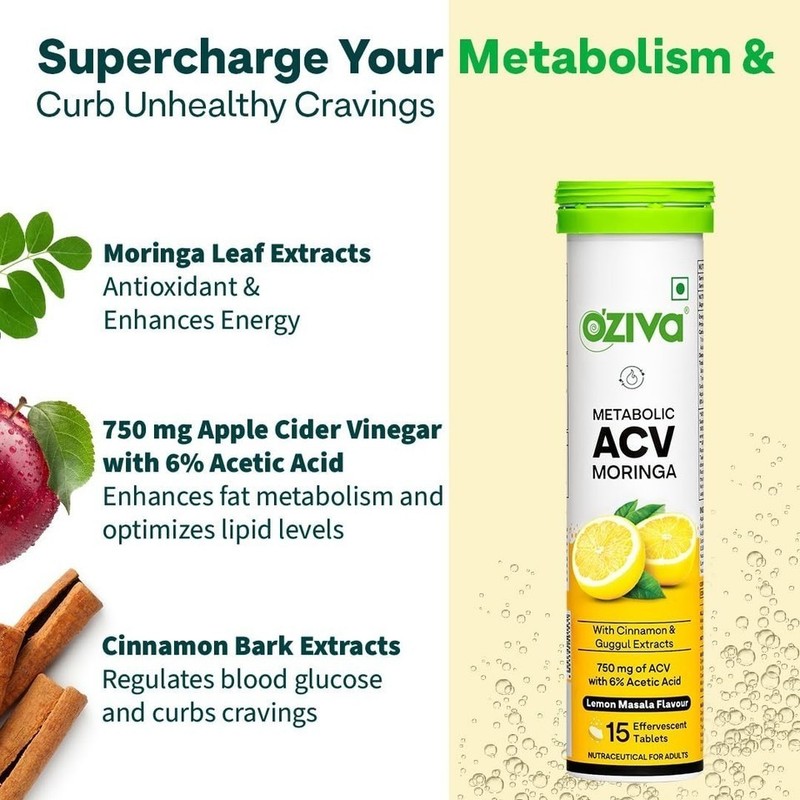 OZiva ACV Moringa Control Cravings Apple Cider Vinegar Cinnamo Guggul Pack of 4 gallery