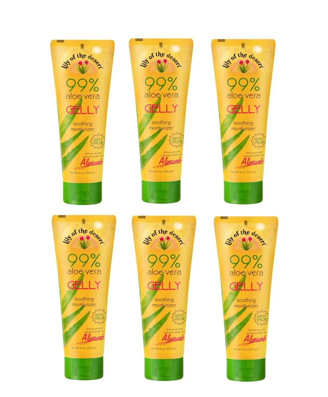 Lot of 6 – Lily of the Desert 99% Aloe Vera Gelly Soothing Moisturizer Gel 4 oz