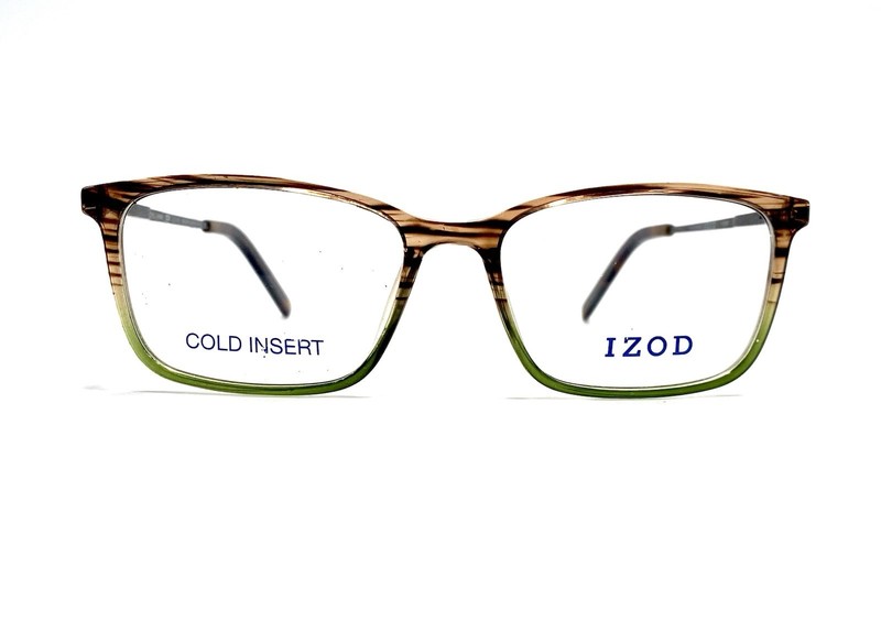 New IZOD Brown Clear Green Fade Rectangular Glasses Italy IZ 2118 53 16 145