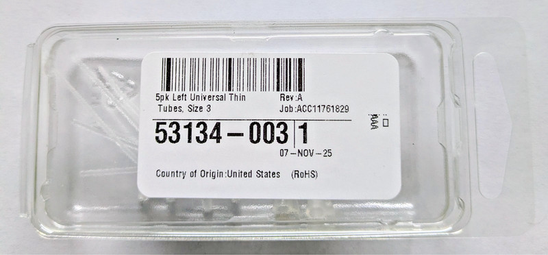 NEW Sealed Starkey Universal Thin Tubes Size 3 LEFT (5 Pack) 53134-003 OEM