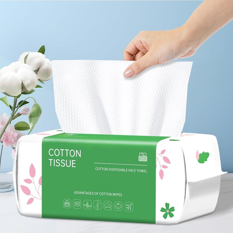Disposable Face Towel, 100 Count Biodegradable Face Towels, for Washing Soft Cot