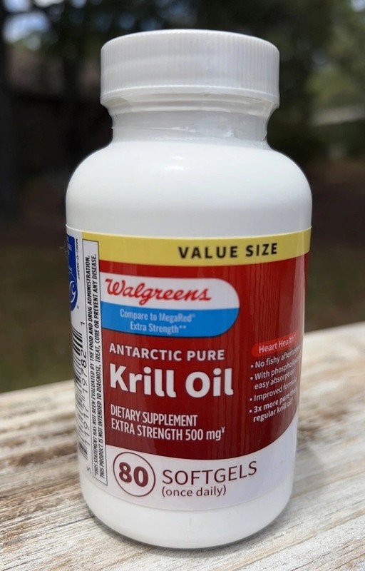 Walgreens Antarctic Krill Oil Extra Strength 500 mg 80 Softgels Exp 11/25