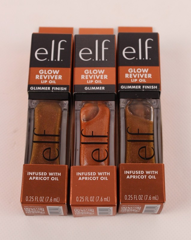 E.L.F. Glow Reviver Lip Oil Glimmer Finish Lot of 3-Chocoluxe/Super-Neutral New
