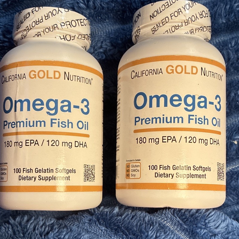 2Bottles California Gold Nutrition Omega-3 Fish Oil 100 Softgels 180 EPA/120 DHA