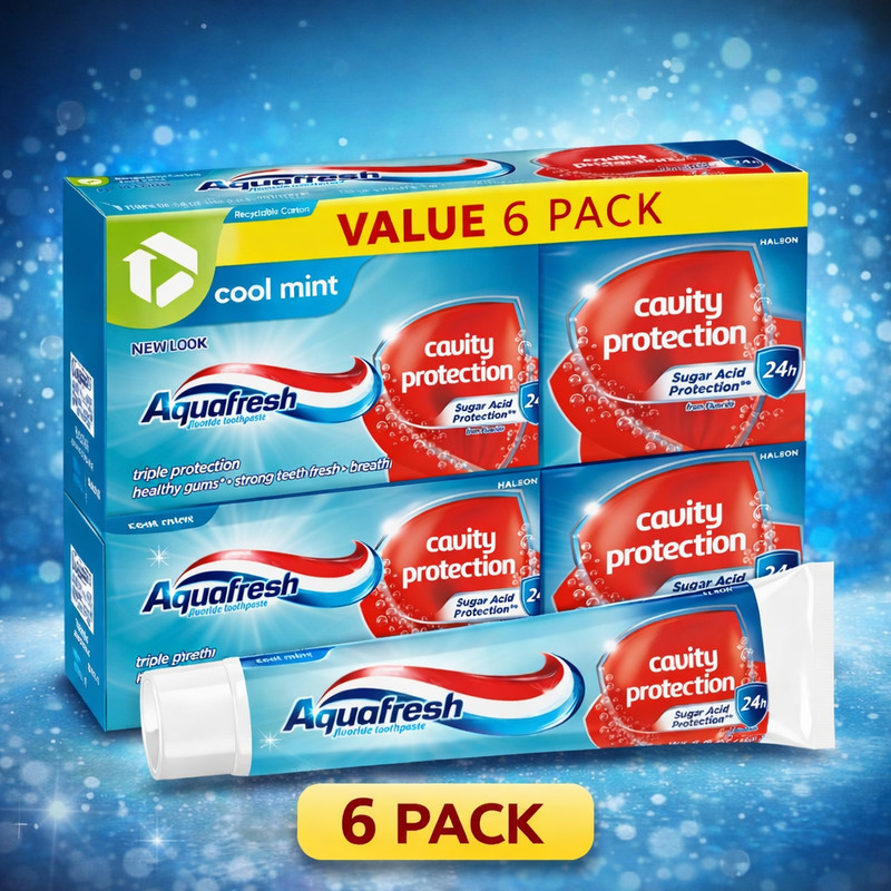 Pack Of 6 AquaFresh Cool Mint Fluoride Toothpaste Cavity Protection 5.6 Oz Each