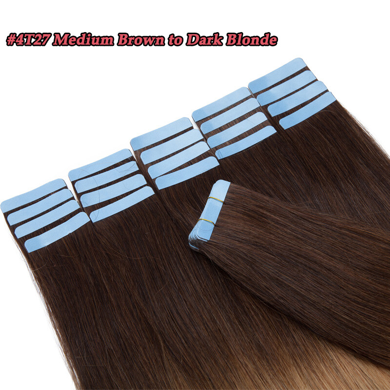 Super Blue Tape Hair 100% Tape In Human Hair Extensions Full Head Skin Weft 150g gallery