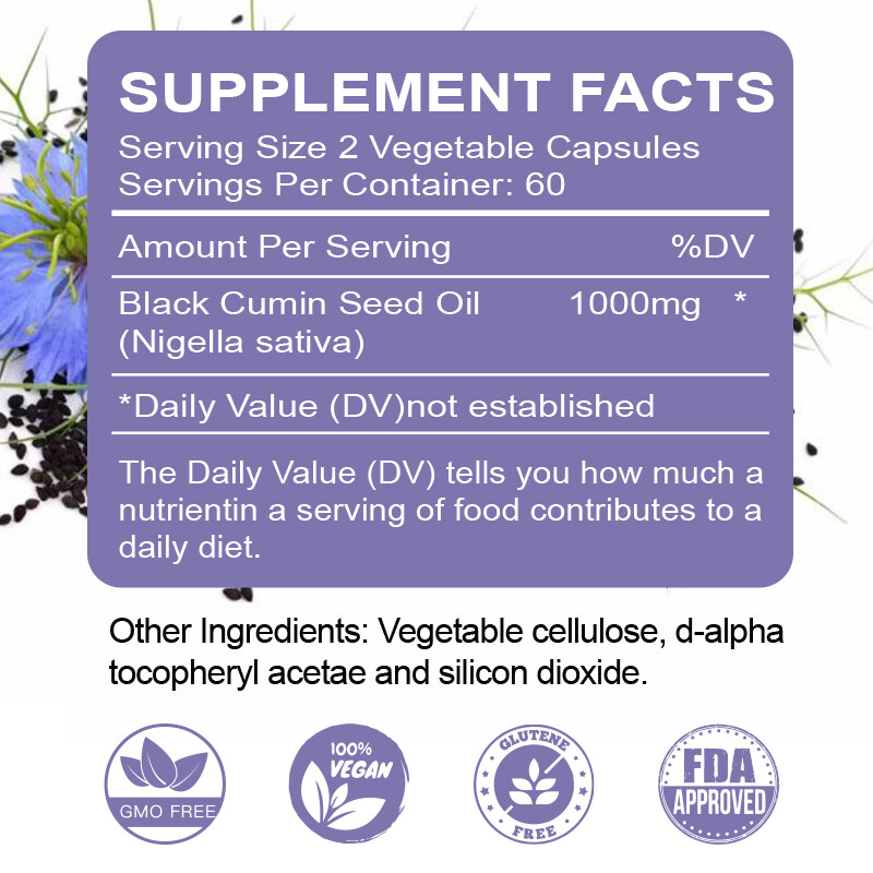 Black Seed Oil Capsules - 100% Pure Organic COLD PRESSED Cumin Nigella Sativa gallery