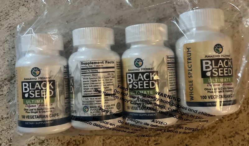 4 Pack Lot Amazing Herbs Black Seed Ultimate Defense Formula 100 Cap