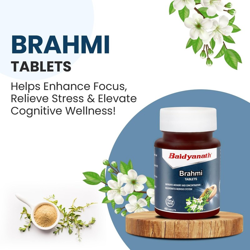 Brahmi Tablets For Mind and Memory Wellness Promotes Mind Relaxation, 60 tablets gallery