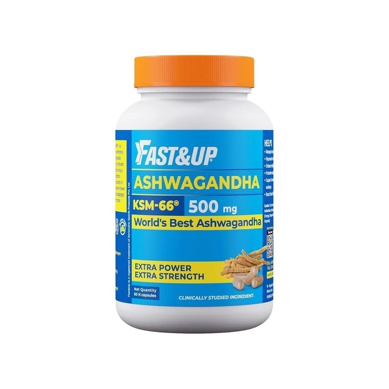 Fast&Up 500mg KSM-66 Ashwagandha Capsule, Natural Vitality Booster (60 Capsules)
