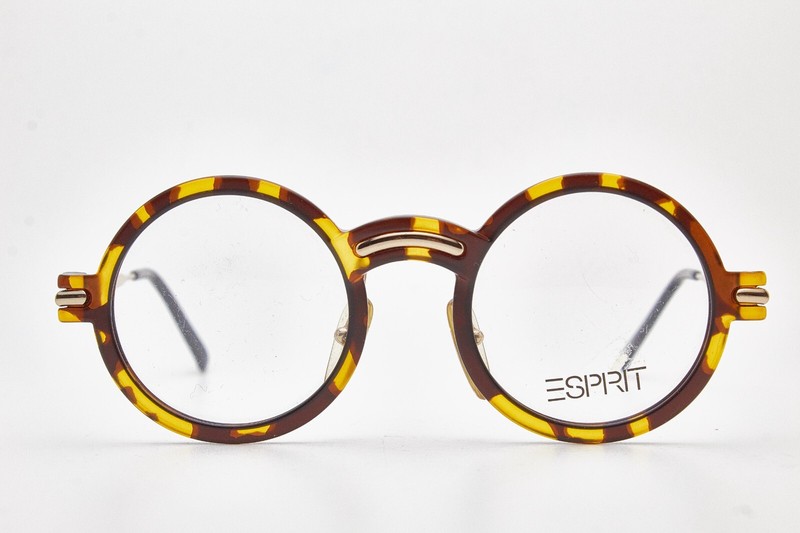 🤓 Vintage ESPRIT 7027 Minimalist Round Gold/Turtle 80s Glasses👓Unisex