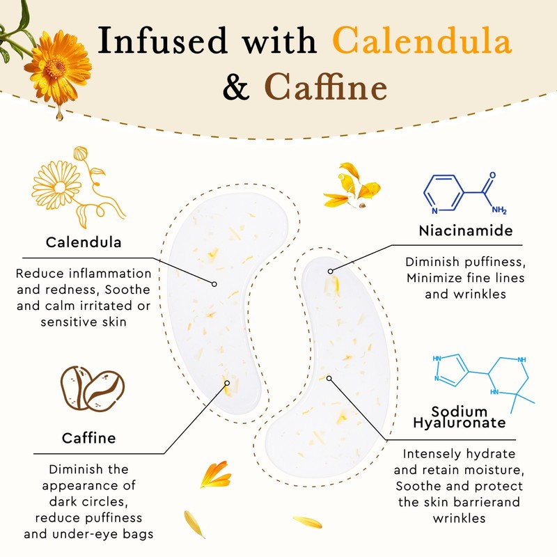 30 Pairs Calendula Caffeine Under Eye Patches Dark Circles Puffiness Mask gallery