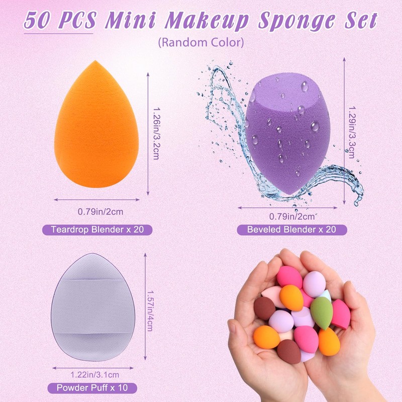 Catcan 50 PCS Mini Makeup Sponge Set, 40Pcs 1 Count (Pack of 50), [RANDOM] gallery