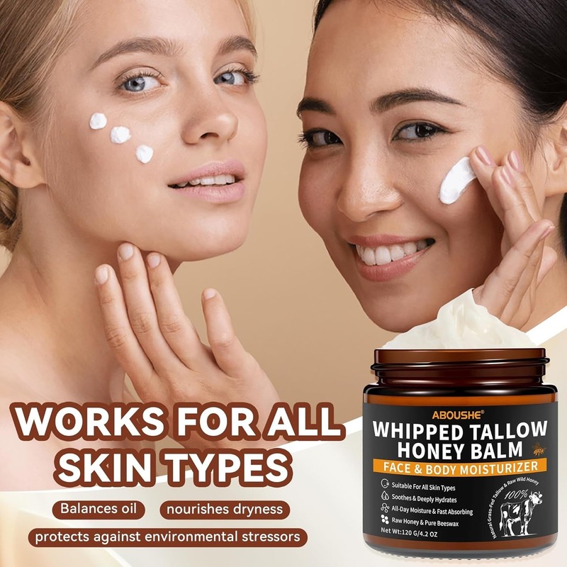 Organic Beef Tallow Honey Balm Face Body Moisturizer Unscented 4.2oz gallery