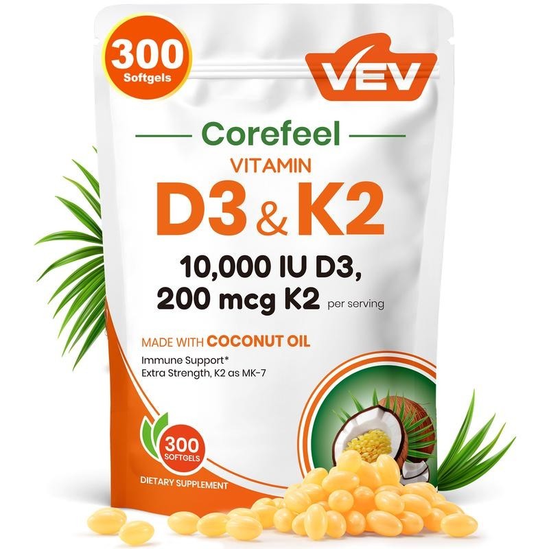 High-potency 10000 IU Vitamin D3 paired with essential Vitamin K2
