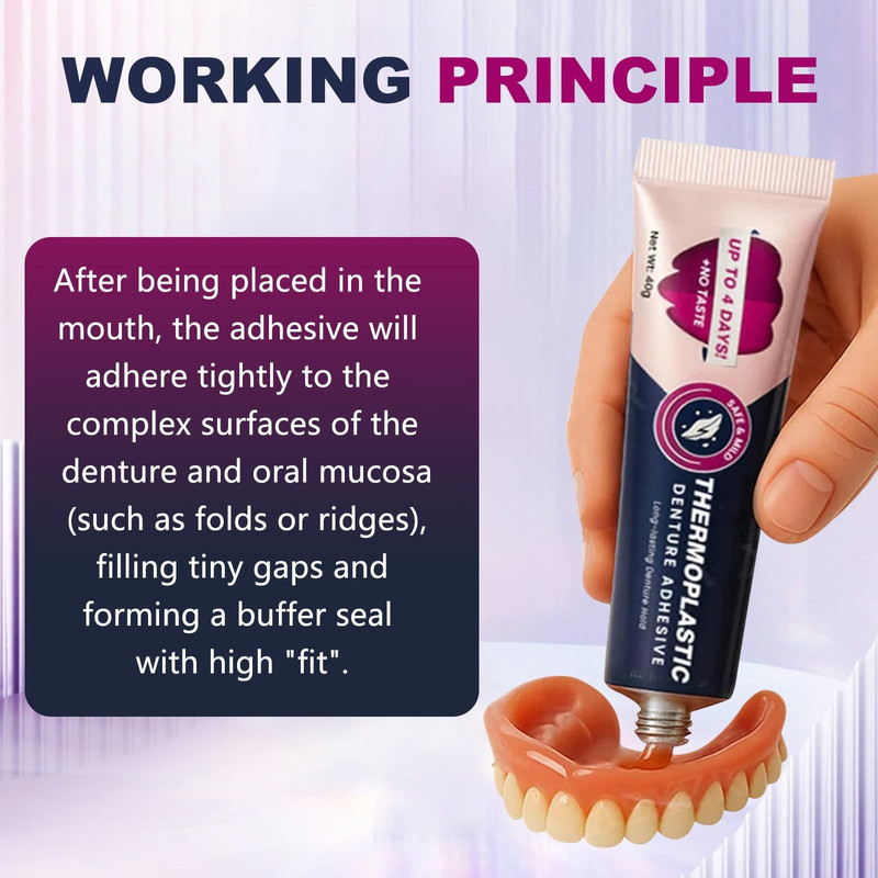 2Pcs Thermoplastic Denture Adhesive, Refits and Tightens Loose Upper Pink gallery