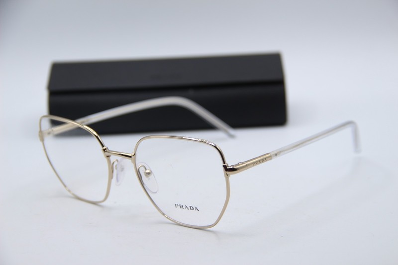 NEW PRADA VPR 60W ZVN-1O1 GOLD AUTHENTIC DESIGNER EYEGLASSES W/CASE 53-18 K1