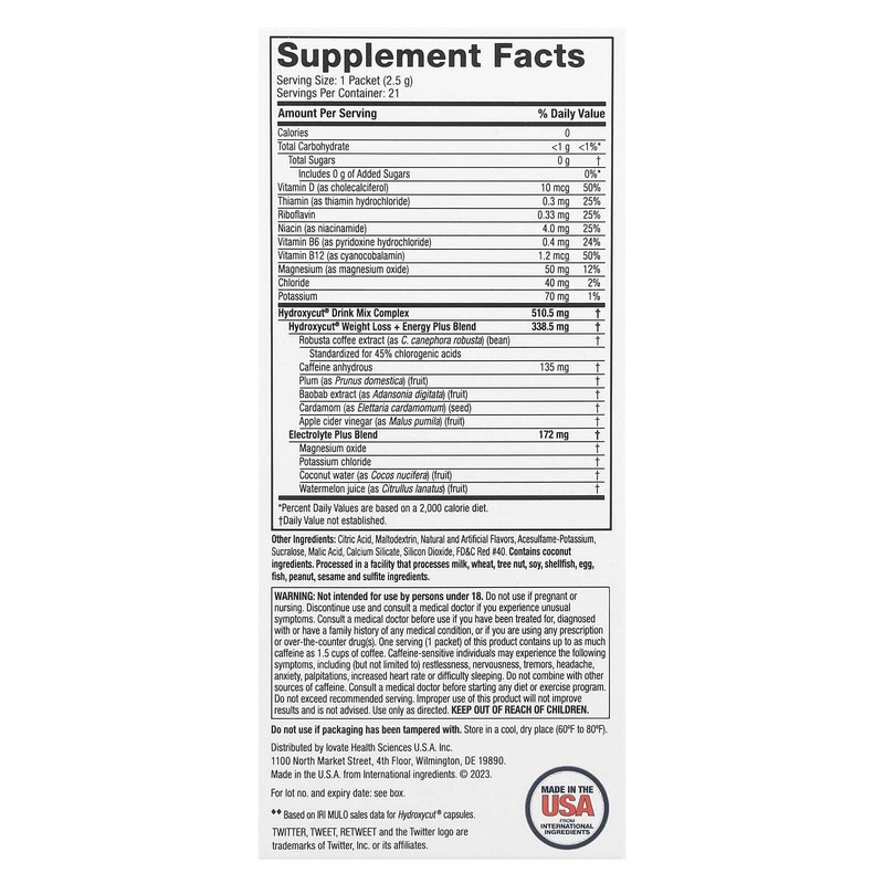 Hydroxycut Drink Mix Lose Weight Packets Wildberry Blast 1.78 oz 21 ct Pack of 2 gallery