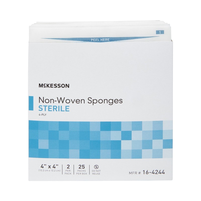 50 Ct McKesson 4-Ply Non-woven Gauze Sponge Sterile 4 x 4" 2 per Pack 25 Pack gallery