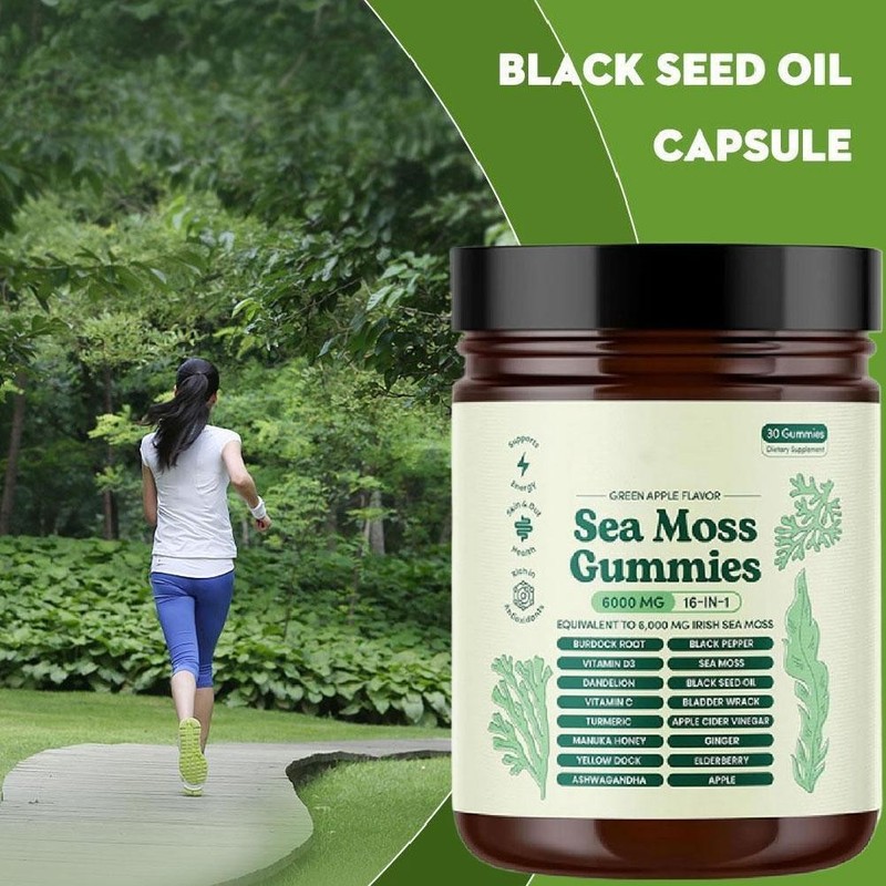 16 in 1 Organic Sea Moss Gummy | Irishmoss Extract 6000Mg | Green Apple Flavor gallery