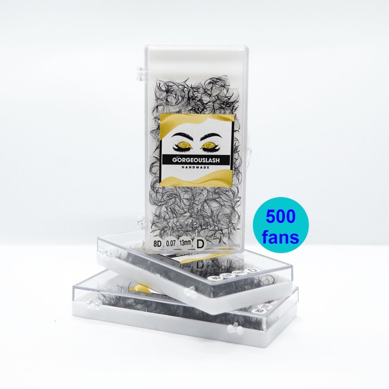 500 Premade Eyelash Extension Fans – 3D, 4D, 5D, 6D, 7D, 8D, 10D, 12D, 14D