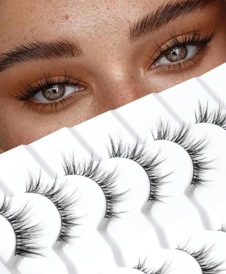 Onlyall Natural Look Wispy Lashes False Eyelashes 7 Pairs D13 Sexy Cat Eye-13mm