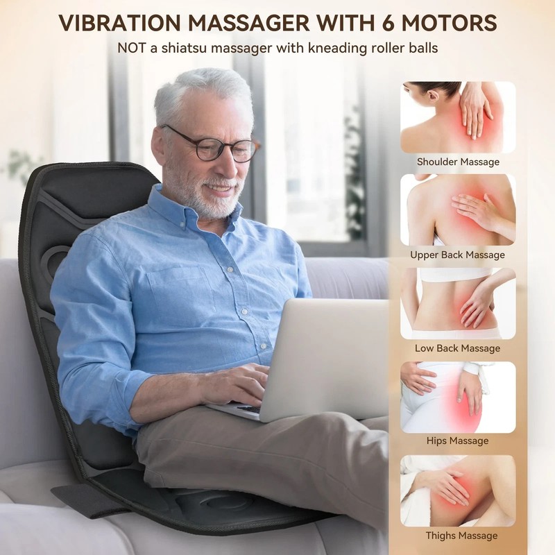 Comfier Heated Massage Seat Cushion, Back Massager with Vibration, Massage Pad gallery