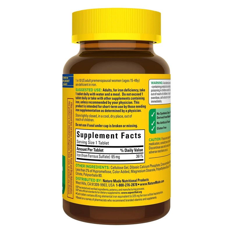 Nature Made Iron 65 mg - 365 Tablets Dietary Supplement 01/2027 or later gallery