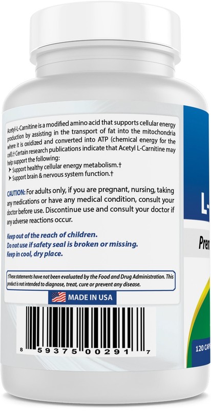 Best Naturals acetyl l-carnitine 500 mg 120 Capsules - Non GMO & Gluten Free gallery