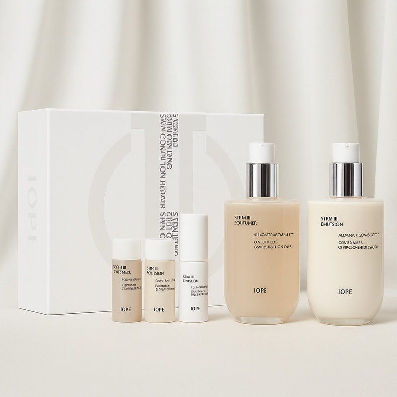IOPE Stem 3 Skincare Set 2pcs (Softener + Emulsion) Anti-Aging Hydration