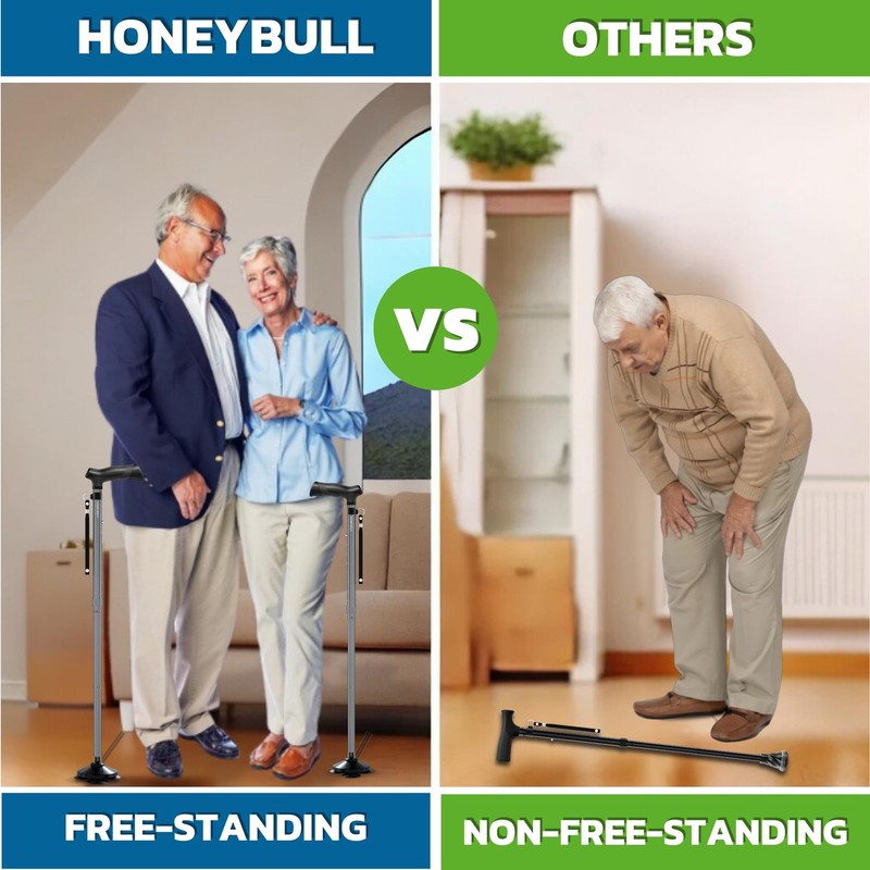 Walking Cane for Men & Women Foldable, Adjustable, Heavy Duty, Free Standing gallery