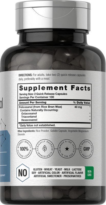 Policosanol 40 Mg | 200 Capsulas | Sin Ogm Y Sin Gluten | Por Horbaach gallery
