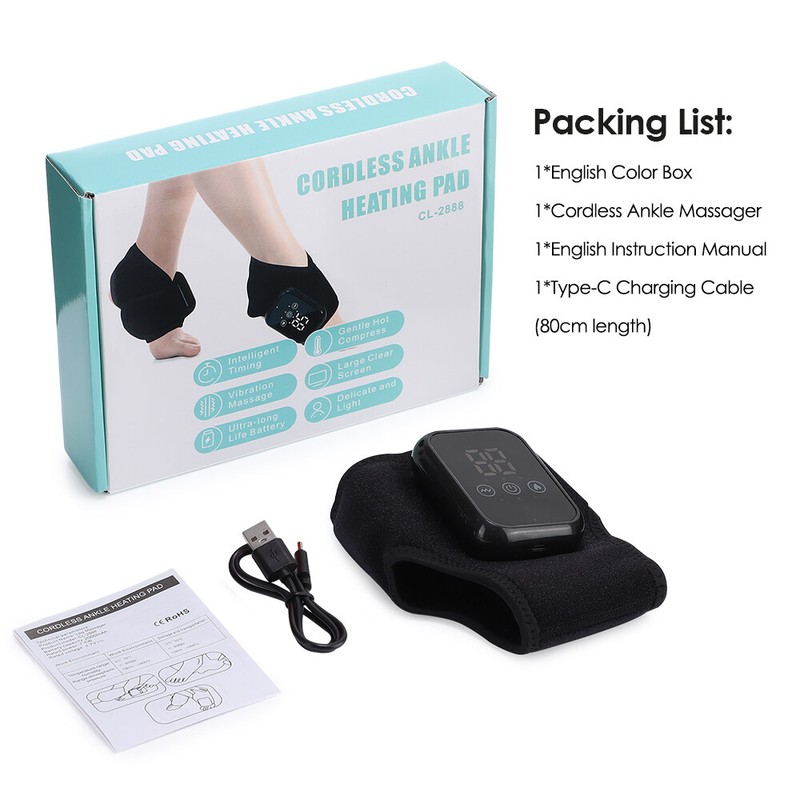 Cordless Ankle Heating Pad with Ankle Massager for Pain Relief Heated Ankle Wrap