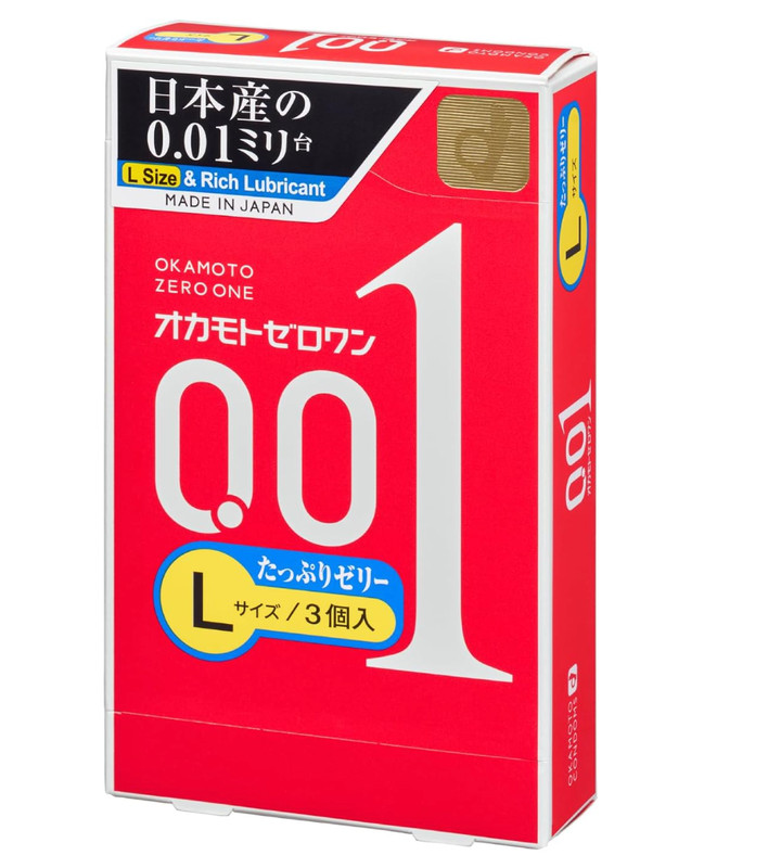 Okamoto Zero One Condom L Size Extra Lube/3 PCS direct from Japan