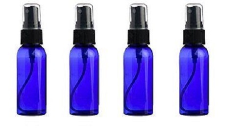 Glass Spray Bottles – 4 Piece 1oz Cobalt Blue Small Glass Bottles Black Sprayer