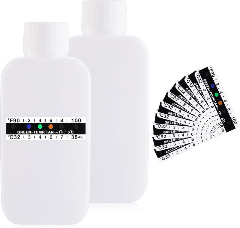 12 Pcs Complete Urine Test Kit with 2 Bottles and 10 Temperature Strips