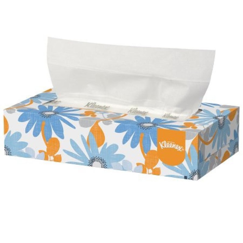 Kleenex Facial Tissue, 8.4 Inches x 8 Inches, White, 2-Ply, 1 Box of 100 Tissues