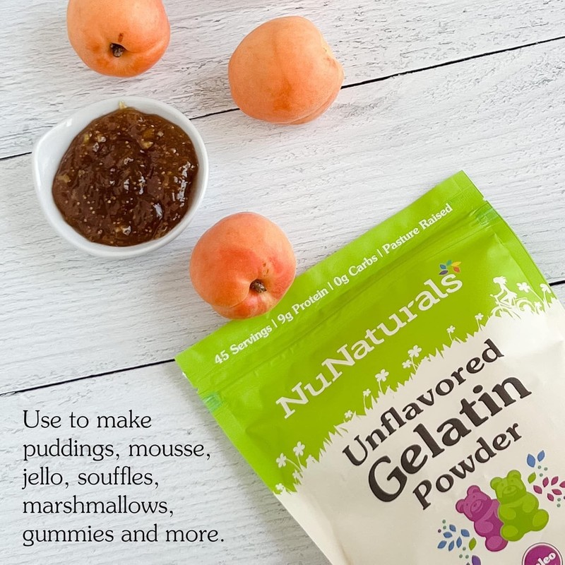 NuNaturals Unflavored Beef Gelatin Powder Keto Paleo Gluten Free Protein 1 lb gallery