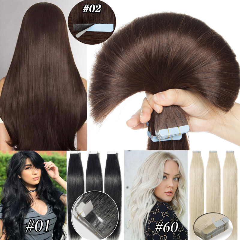 CLEARANCE 20-60pcs Thick Tape In 100% Real Human Hair Extensions Super Glue 150g gallery