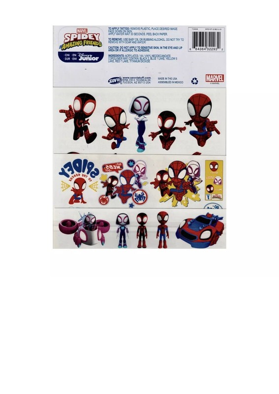 Marvel Spidey and His Amazing Friends 25 Temporary Tattoos - MADE IN THE USA gallery