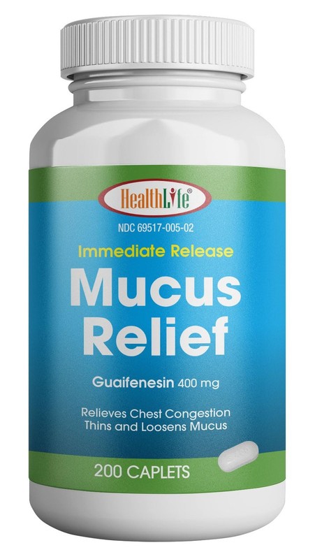 HEALTH LFE Mucus Relief Guaifenesin Caplets 400 mg, 200 Count, White