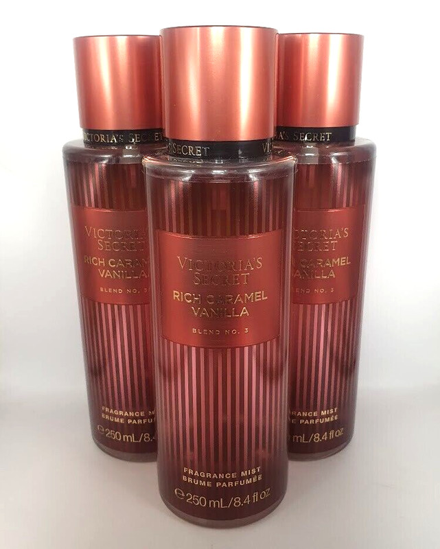 VICTORIA’S SECRET RICH CARAMEL VANILLA BODY MIST 8.4 FL OZ EACH (3)